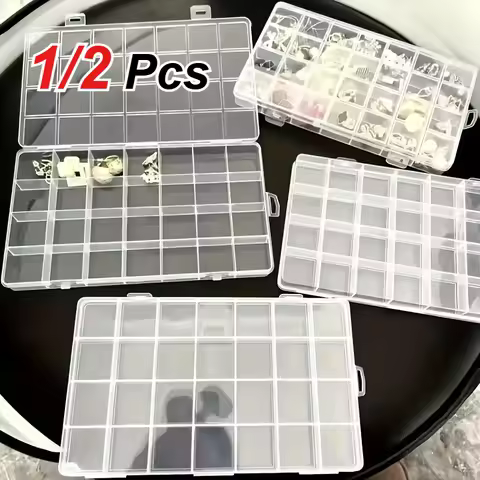1/2 PCS 24 Grid Transparent Plastic Storage Box Suitable for Jewelry Hardware Handmade Material Mult