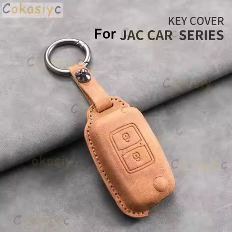 Leather Flip 2 Button Car Key Cover Car Key Case for JAC JS2 S2 S3 S5 S7 T40 T50 Sei 3 A5 R3 V6 V5 V