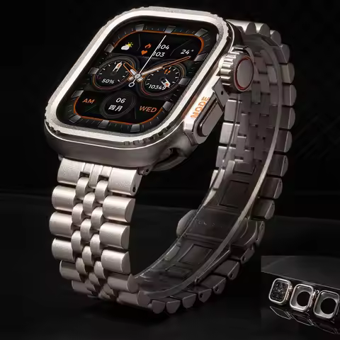 Luxury Titanium Band for Apple Watch Ultra 49mm Series 10 46mm Titanium Orange Strap+case for Apple1