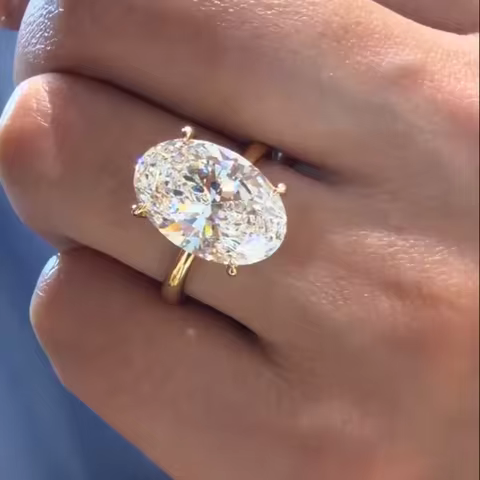 Big Oval shape 8ct 6ct 5ct lab grown diamond Ring IGI EF-VS1, Factory real 14K gold rings Wedding ri