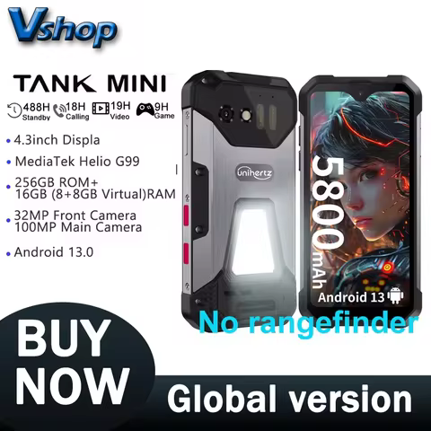Unihertz 8849 Tank Mini Rugged Phone 8GB+256GB 100MP Camera 4.3" Display Android 13 Helio G99 Octa C