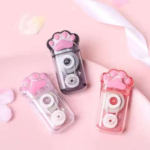 Creative Kawaii Cat Claw Correction Tape Large Capacity WHite Grey Pink Tape Transparent PET Correct