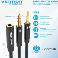 Dgf Vention BBT Aux Cable Audio Mic Splitter 35mm 1 Female to 2 Male r Premium Quality