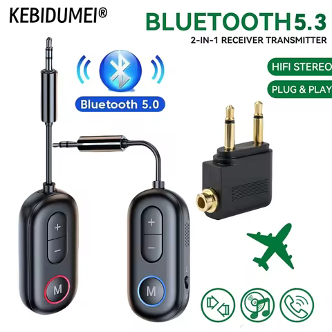 Bluetooth 5.4 Receiver Transmitter 3.5mm AUX Jack Airplane Dongle Wireless Audio Adapter for TV PC H