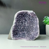 HOJB High Grade Uruguay Amethyst 6A Crystal Druze Stone 122x125mm(1.27KG) 聚寶軒优质乌拉圭紫水晶6A风水镇宅招财水晶原石片12