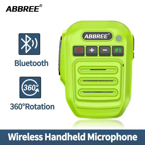 ABBREE Wireless Mic Bluetooth PTT Handsfree Speaker Microphone for Baofeng UV-5R UV-21 BF-888S Quans