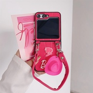 Mobile Phone Case Barbie Doll Pink For Samsung Galaxy Z Flip5 Flip4 Flip3 Very Cute Comes With A Bra