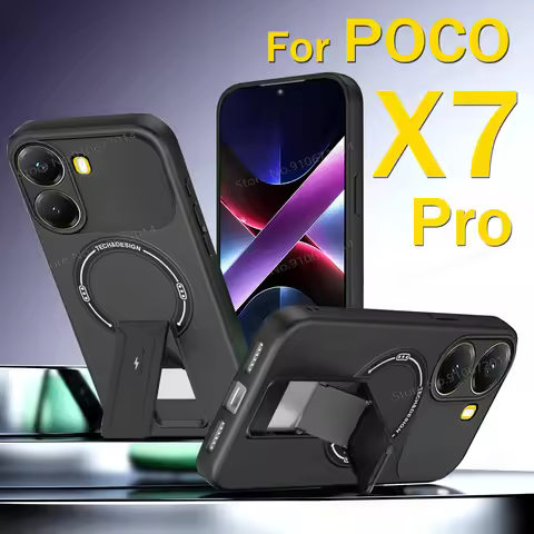 Matte Bracket Magnetic Phone Case For POCO X7 F7 Ultra M6 Pro M7 Plus Fold Stand Cover For POCO X7 P