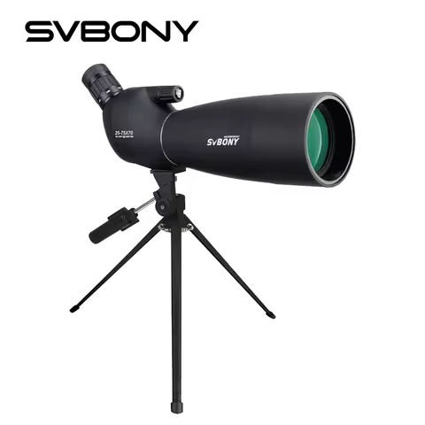 Svbony SV28 25-75x70 Spotting Scope Black 21mm big eyepiece lens with Desktop Tripod For Phone Birdi