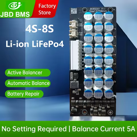 JBD Active Equalizer Balancer 5A 4S 8S Lifepo4 Li-ion NMC Lithium ion Battery Energy Capacitor Balan