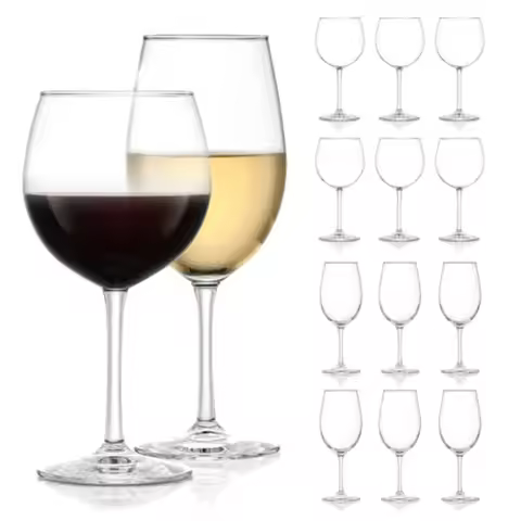 Vineyard Reserve Wine Glass Set of 12, Red and White Clear Wine Glasses, Merlot, Bordeaux, Chardonna