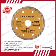 COOLMAN U88 4" 105mm Ceramic Tiles,Homogeneous Tiles,Granite(Wet Cut),Quartz(Wet Cut) CUTTING BLADES