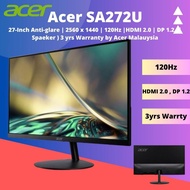 Acer SA272U 27-Inch Matte Gaming Monitor ( 120Hz | 2560 x 1440 | HDMI 2.0 x2 | DP 1.2 | Speaker ) 3y