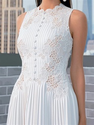 Camile 2023 Summer Boho Backless Sleeveless Embroidery Lace Runway Party Vintage Woman Summer Dresse