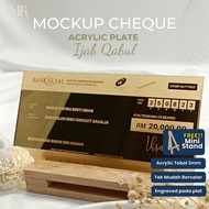 Acrylic Mockup Cheque - Wedding Sign Plate: Afni Series |Customizable Acrylic/Wooden Ijab Qabul Plat