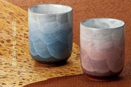 九谷燒 組湯吞 羽毛目彩釉 茶杯 酒杯 情侶杯 夫妻杯（Pair Tea Cups - Yaki Yunomi）- 禮盒包裝 - 燒酎杯 清酒杯 平行進口
