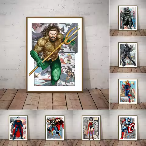 Superhero Avengers Poster Art Prints Comic Illustration Poster Canvas Painting Boys Kids Room Wall P