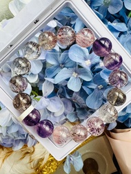 天然多礦彩超七水晶12mm43.21g稀有帶彼岸花三輪骨幹高頻水晶