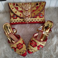 Tas pesta tapis Lampung satu set dengan sandal BMC