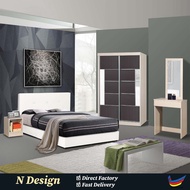 {N Design} Bedroom Set / Sliding Door Wardrobe / Bedframe Queen/ Bedside Table / Dressing Table / Se