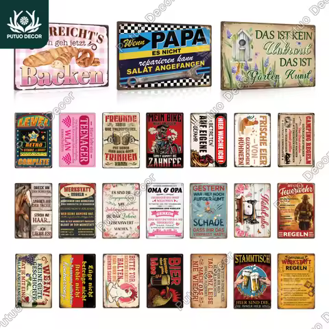 Putuo Decor 1pc German vintage metal tin sign, wall art Deco family farmhouse Farm Ranch, 7.9 X 11.8