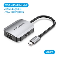 Vention อะแดปเตอร์ USB C VGA Type C เป็น VGA ตัวแปลง 4K สำหรับ SAMSUNG S20 Surface Pro 7 Huawei P40