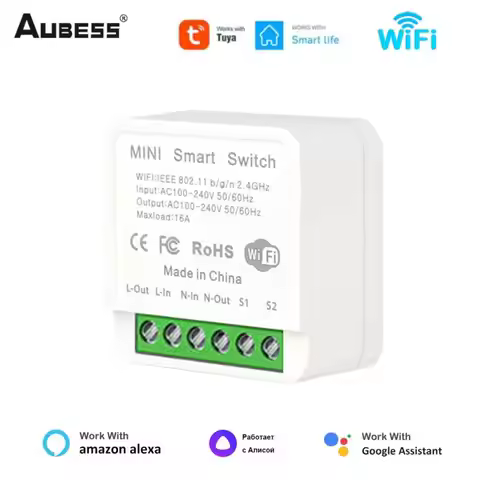 16A Tuya Smart WiFi Switch 2-way Control Switch Mini Breaker Smart Life Control Support Alexa Google