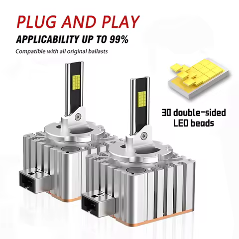 2PC D3S D1S LED Car Headlight HID Canbus 30000LM 300W Plug&Play Turbo LED Light Turbo Lamp 6000K 12V