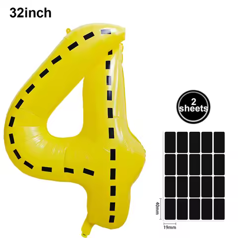 Construction Balloon 32Inch Construction Number Balloon 4 Black Yellow Construction Truck Four Years