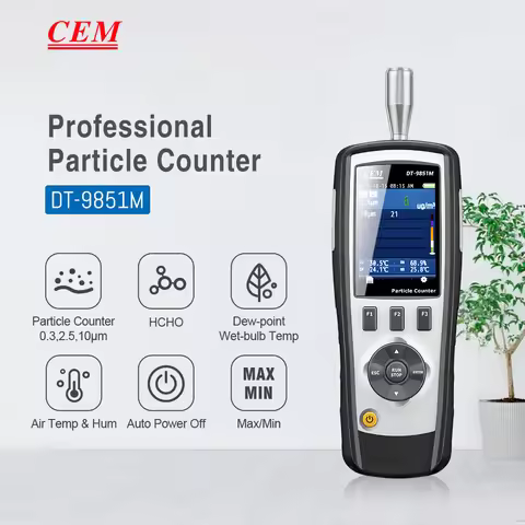 CEM DT-9851M Professional Digital Handheld Air Laser Particle Counter 2.83L/min Flow 0.3-2.5um PM2.5