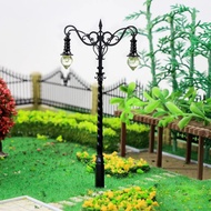 3pcs HO OO Scale Metal Vintage Lamps Street Light Two-heads Warm White LQS37