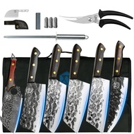 Promo 6Pcs Camping Kitchen Knife Set With Roll Bag Scissors High C
