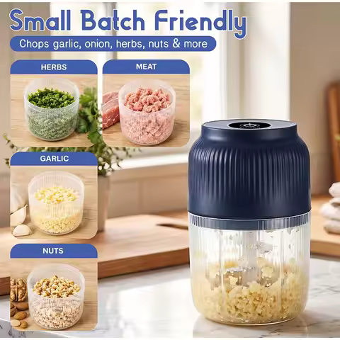 Mini Electric Garlic Chopper 6 Stainless Steel Blades Vegetable Salad Chopper Household Kitchen Onio