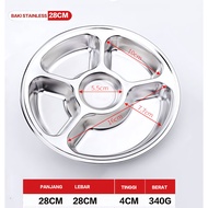 Piring Saji Food Tray Stainless Tebal Piring Nampan Stainless Sekat Meshtray Plato Stainless Makanan