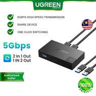 UGREEN USB 3.0 5Gbps Switch Selector 2 in 1 Out Sharing Laptop PC Macbook for Printer Keyboard Mouse