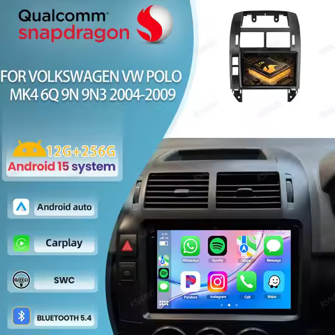 Car Radio Android 15 For Volkswagen VW Polo MK4 6Q 9N 9N3 2004-2009 Navigation GPS Stereo Autoradio 