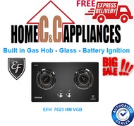 EF Built in Gas Hob - Glass - Battery Ignition EFH  7623 HM VGB | 2 BRASS BURNERS | FREE DELIVERY