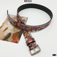 MEIGU Y2K Belt, Intage Style Durable Printed Belt,  Multi-functional Last Supper Print Waist Belt Fo
