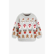 Ready Stock UK NEXT Children's Clothing Autumn Winter New Boys Girls Baby Gray Santa Claus Reindeer 
