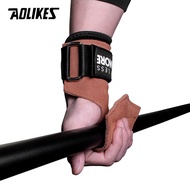 AOLIKES 1Pair Cowhide Hand Grips Gymnastics Glove Grips Anti-Skid Gym Fitness Gloves Weight Lifting 