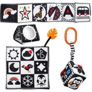 3 PCS Black and White High Contrast Baby Toys 0-3 Months for Newborn, Montessori Toys for Babies Sen