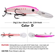 PROBEROS 1PCS Sinking Big Minnow Lure 19cm 53g Long Casting Trolling Fishing Lure Laser Artificial F