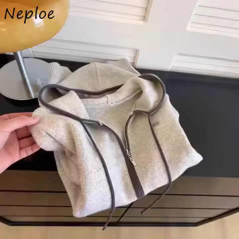Neploe Hoody Knit New Lazy Women Clothing Short Small Fellow Age Reduction Slim Sweaters Sweet Fresh