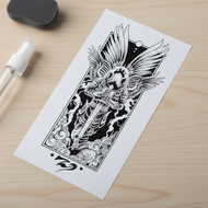 Black Knight Wings Arm Art Sticker, Waterproof Temporary Tattoo for Men & Women
