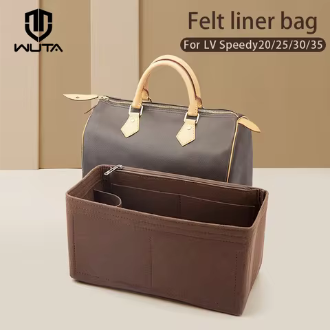 WUTA Felt Insert Bag Organizer For LV Speedy 20 25 30 35 Flap Handbag Inner Bag Makeup Travel Purse 
