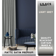 SEMI BLACKOUT MATTE SATIN PLAIN MINIMALIST STYLE [LIGHT GREY 20#] | WINDOW CURTAIN | SLIDING DOOR CURTAIN | LANGSIR TINGKAP | LANGSIR SLIDING DOOR