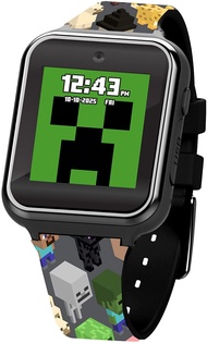 Accutime Minecraft Kids Grey Educational Learning Touchscreen Smart Watch Toy for Girls, Boys, Toddlers - Selfie Cam, Learning Games, Alarm, Calculator, Pedometer &amp; More (Model: MIN4076AZ)