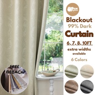 Blooms Design 99% Blackout Dark CURTAIN LANGSIR Ring S Hook Singapore Pleat Upgrade 6 7 8 9 10 feet