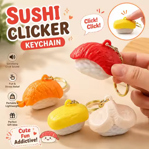 Sushi Key Cap Clicker Keychain Anime Bag Keychain Anti-stress Key Cap Clicker Hands Relieving Fidget