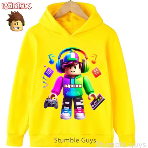 Kids Roblox Fashion Hoodie 3-12Y Autumn 3D Game Avatar Print Boys Girls Warm Wear